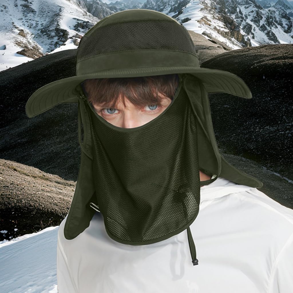 GUSTAVE Wide Brim Summer Hat with Detachable Neck Flap & Mesh Face Cover UV Sun Protection Outdoor Breathable Lightweight Summer Hat for Camping, Hiking, Fishing, Adjustable 21.6 GUSTAVE Wide Brim Summer Hat with Detachable Neck Flap & Mesh Face Cover UV Sun Protection Outdoor Breathable Lightweight Summer Hat for Camping, Hiking, Fishing, Adjustable 21.6